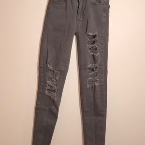 American Eagle gray ripped jeans